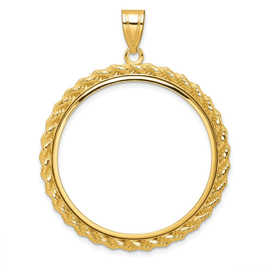 Wideband Distinguished Coin Jewelry 14k Polished with Casted Rope 32.0mm Prong Coin Bezel Pendant