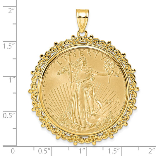 Wideband Distinguished Coin Jewelry 14k Polished Fancy Mounted 1oz American Eagle Prong Coin Bezel Pendant