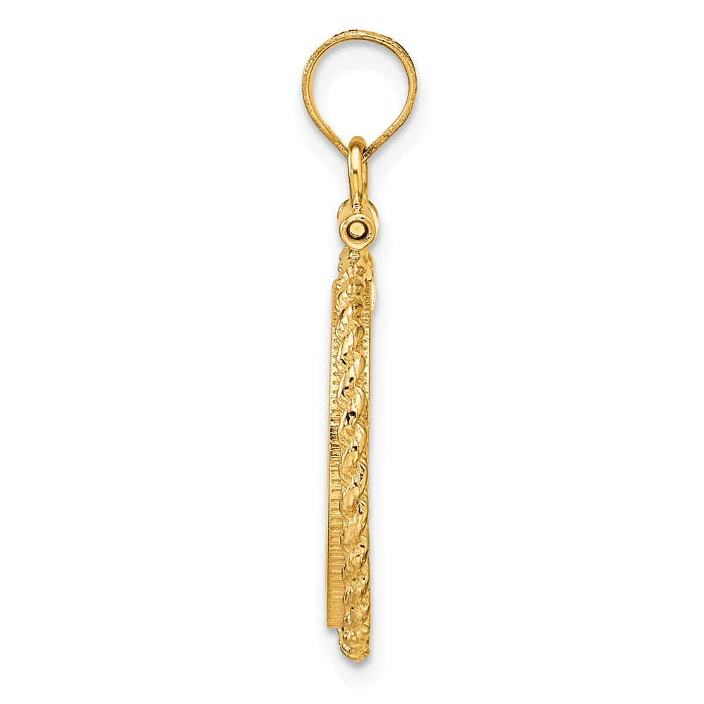 Wideband Distinguished Coin Jewelry 14k Polished Casted Rope 16.5mm x 1.35mm Screw Top Coin Bezel Pendant