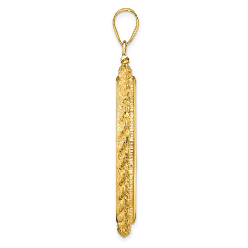 Wideband Distinguished Coin Jewelry 14k Polished Casted Rope 32.7mm x 3.00mm Screw Top Coin Bezel Pendant