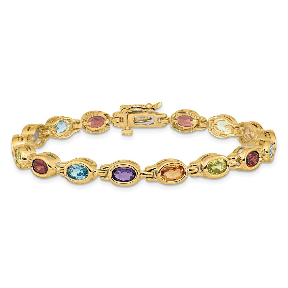 14k Oval Gemstone Rainbow Bracelet