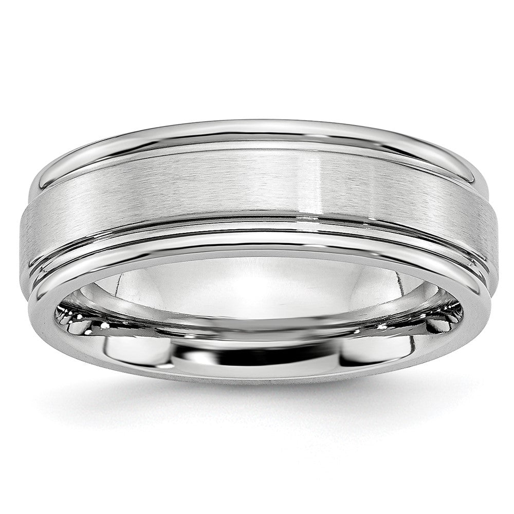 Chisel Cobalt Satin and Polished Ridged Edge 7mm Band