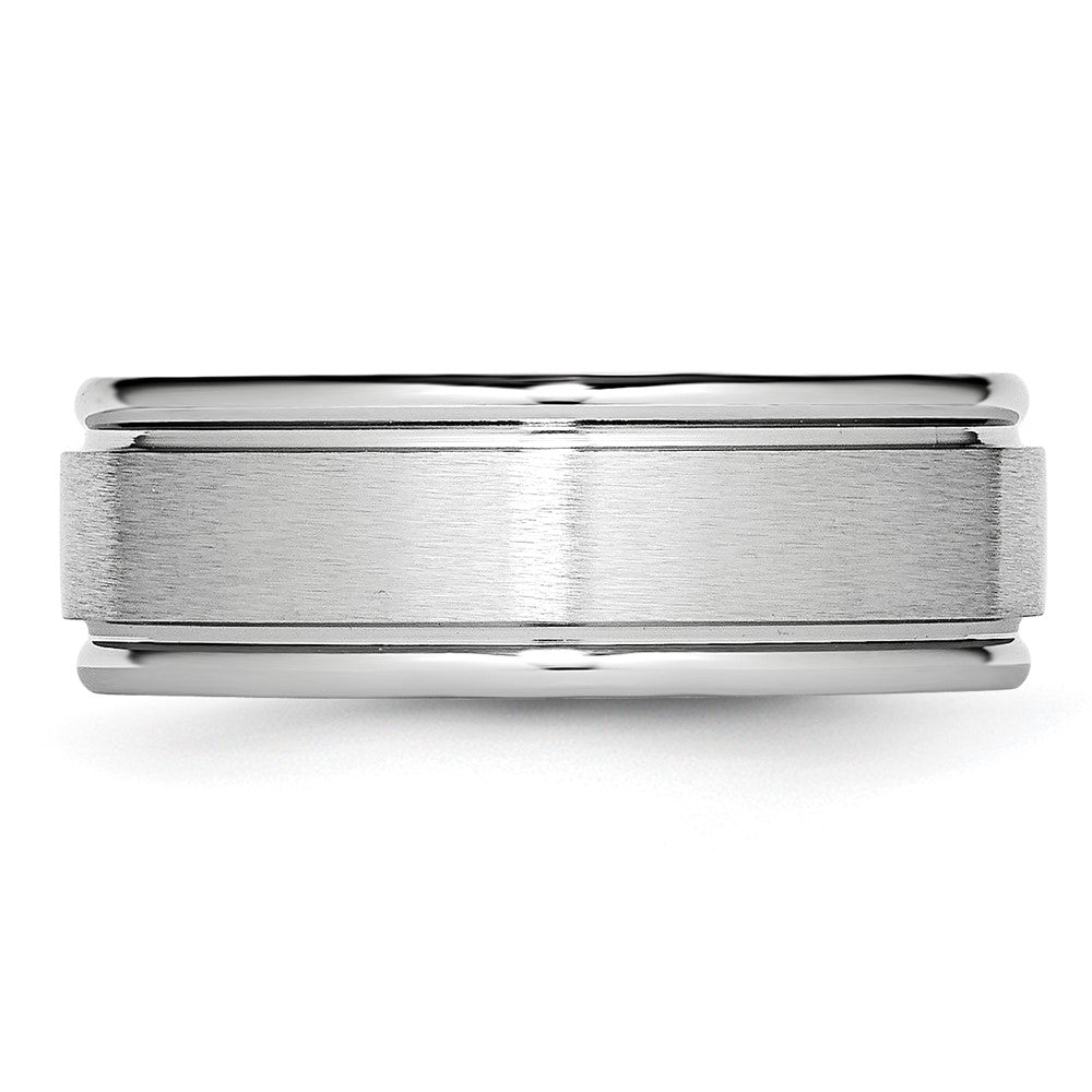 Chisel Cobalt Satin and Polished Ridged Edge 8mm Band