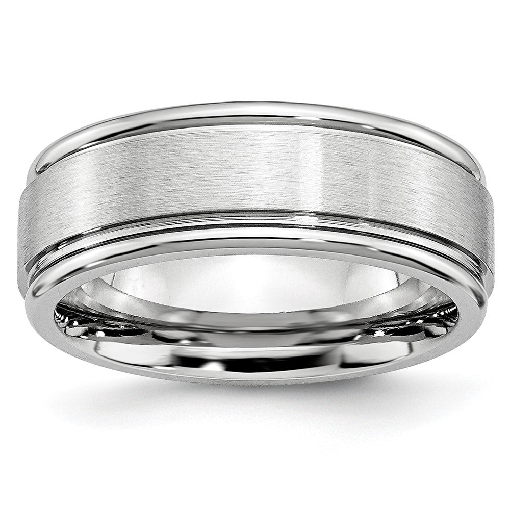 Chisel Cobalt Satin and Polished Ridged Edge 8mm Band