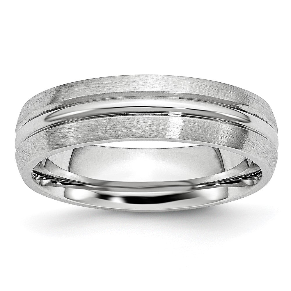 Chisel Cobalt Satin and Polished Grooved 6mm Band