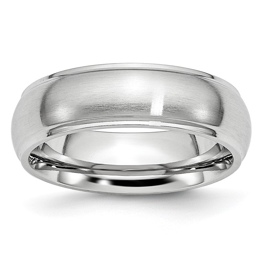 Chisel Cobalt Satin and Polished 7mm Ridged Edge Band