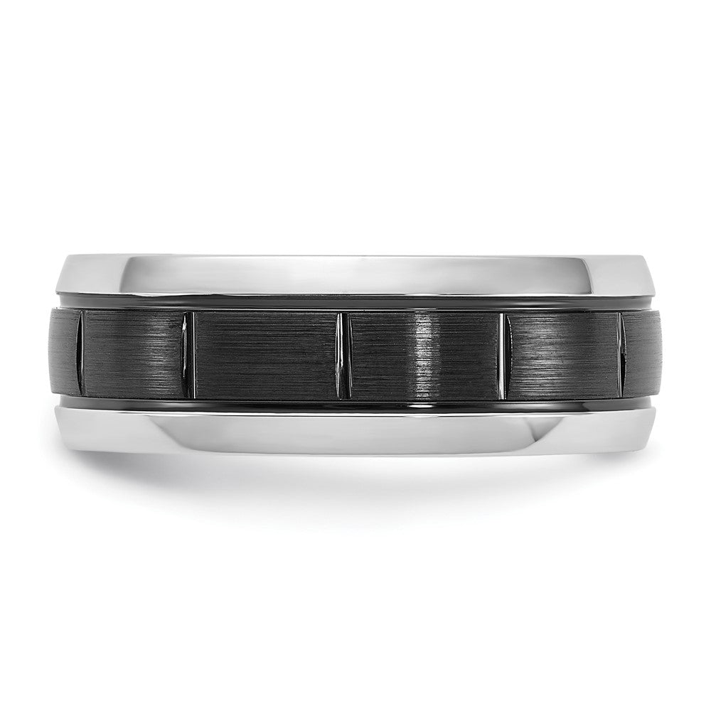 Chisel Cobalt Polished with Brushed Black IP-plated Grooved Center 8mm Band