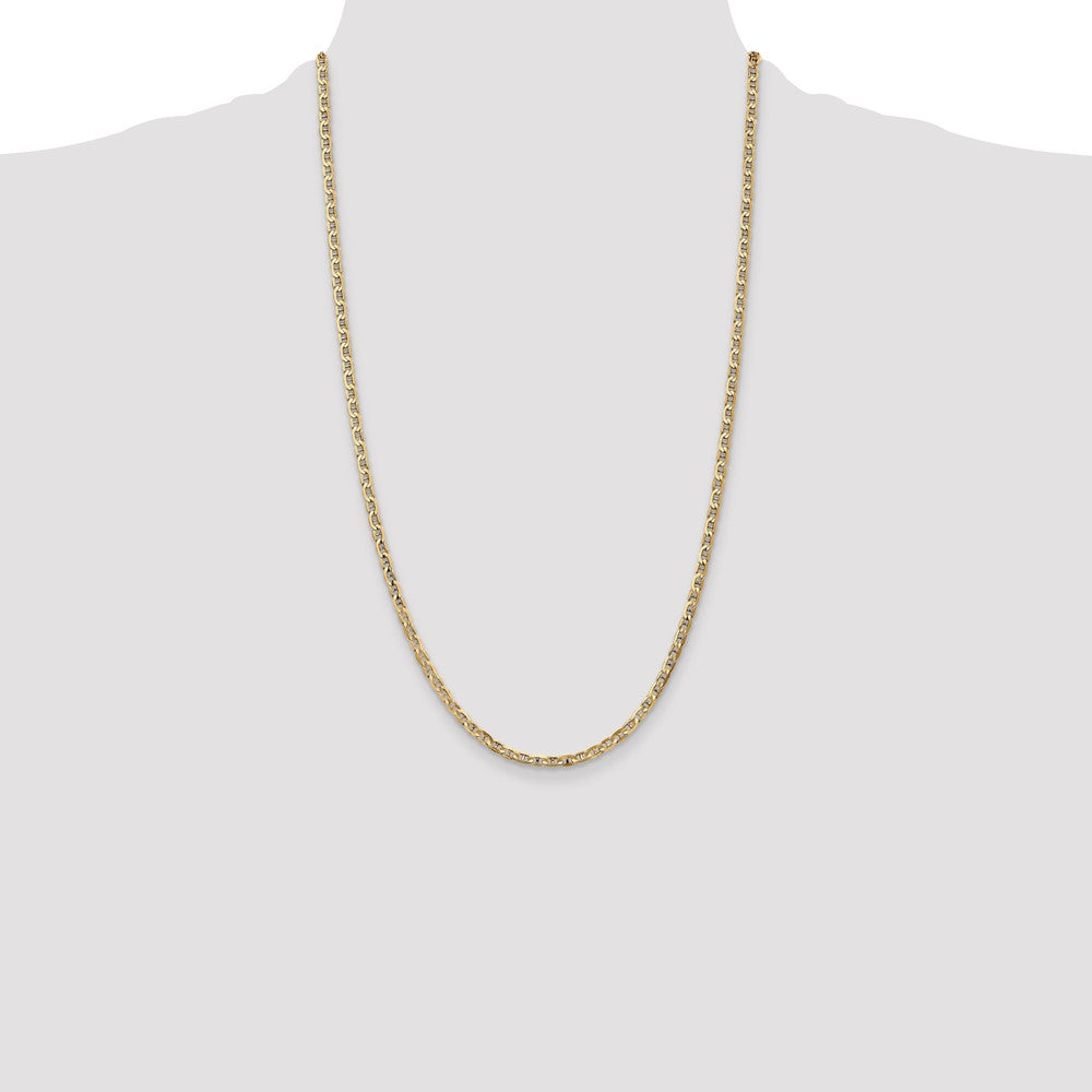 14K 26 inch 3mm Concave Anchor with Lobster Clasp Chain