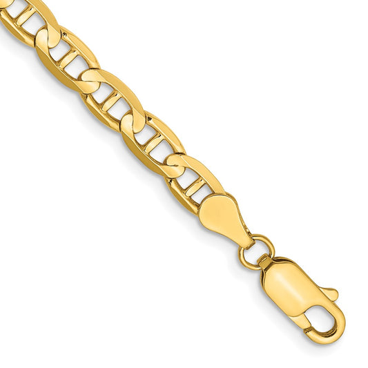 14K 9 inch 4.5mm Concave Anchor with Lobster Clasp Chain