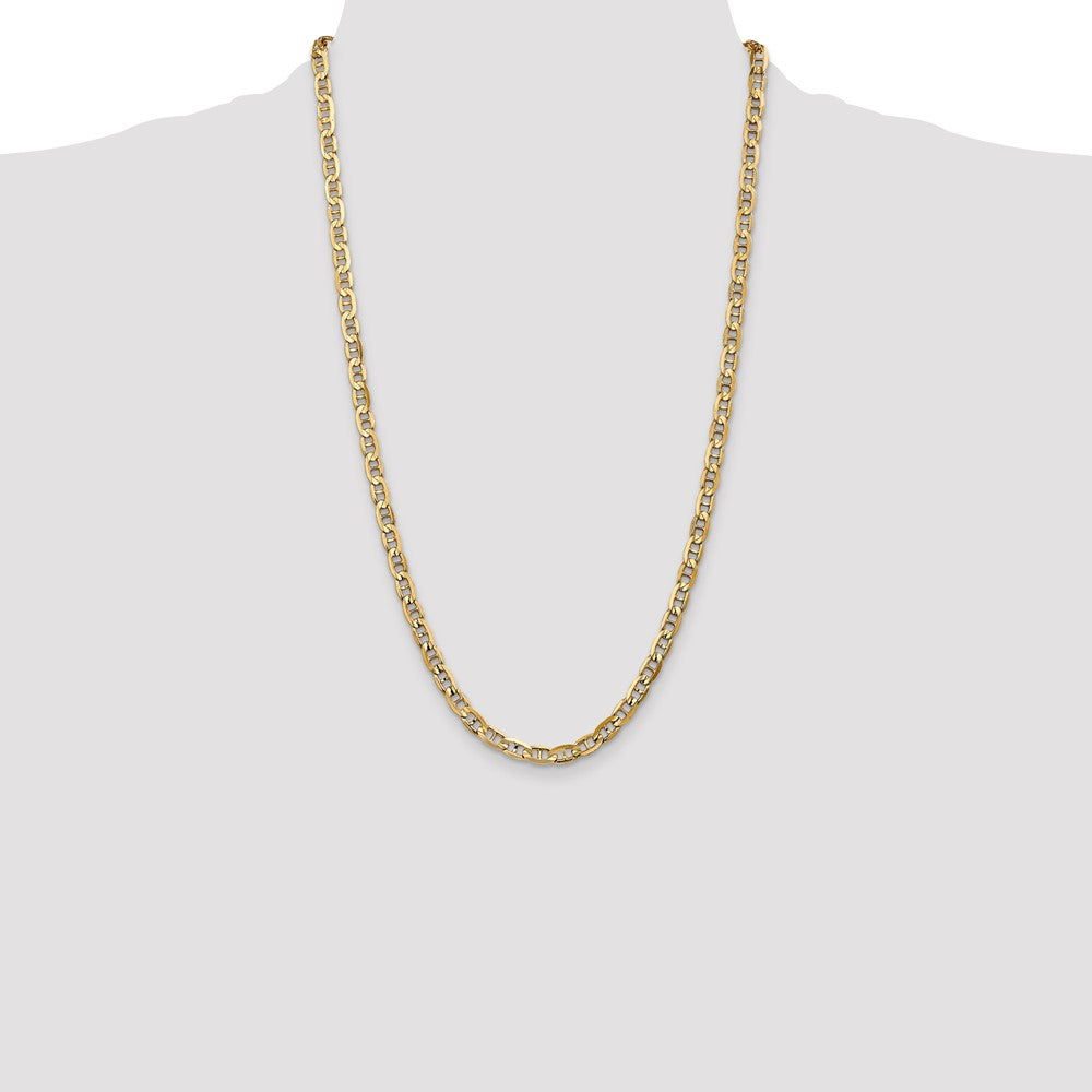 14K 26 inch 5.25mm Concave Anchor with Lobster Clasp Chain