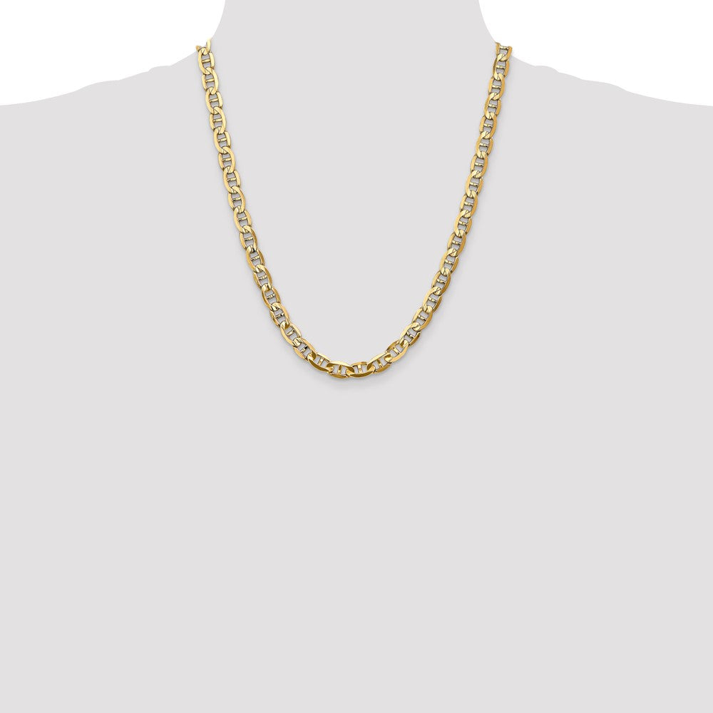 14K 22 inch 7mm Concave Anchor with Lobster Clasp Chain