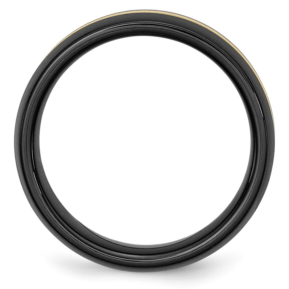 Chisel Ceramic Black with 14k Gold Inlay 8mm Polished Band