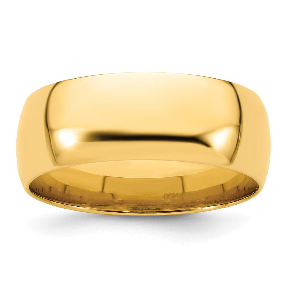 14k Yellow Gold 8mm Lightweight Comfort Fit Wedding Band Size 13.5