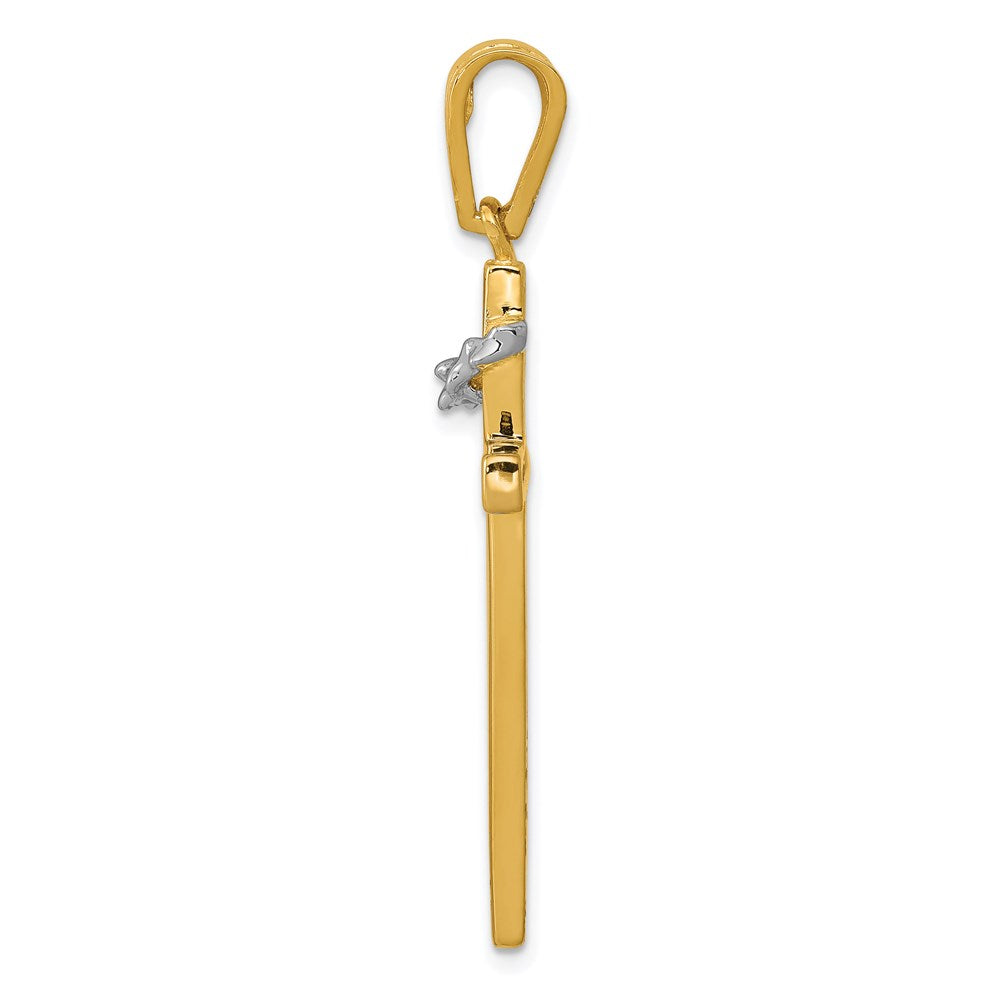 14K Two-Tone Cross w/Crown of Thorns Pendant