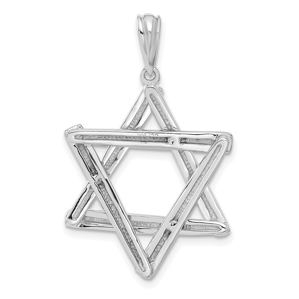 14k WHITE GOLD Star Of David Pendant