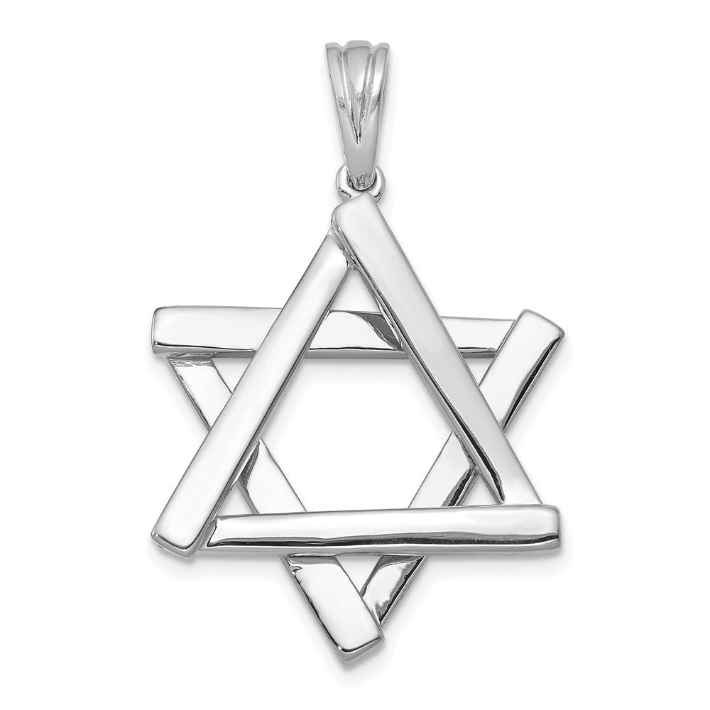14k WHITE GOLD Star Of David Pendant