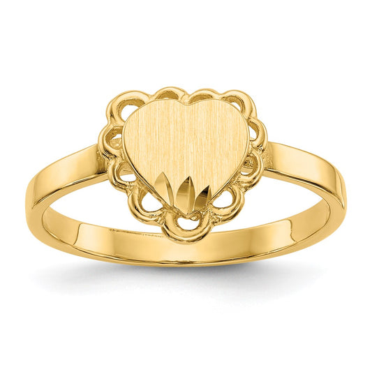 14k 6.5x7.0mm Open Back Heart Signet Ring