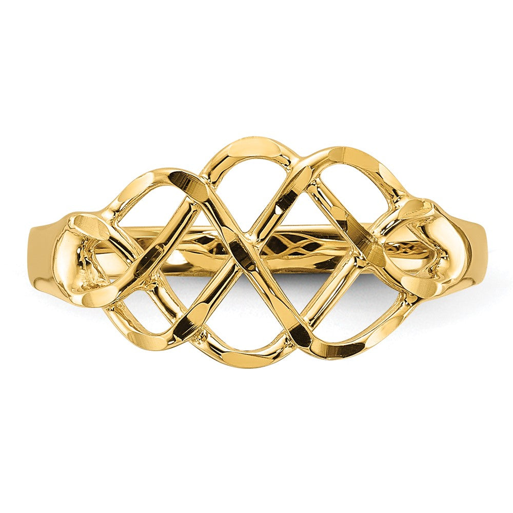 14k Polished & Diamond-Cut Fancy Ring