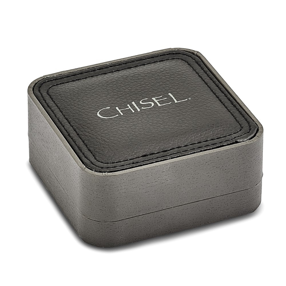 Chisel Stainless Steel Brushed and Polished Grey Carbon Fiber Inlay Key Ring