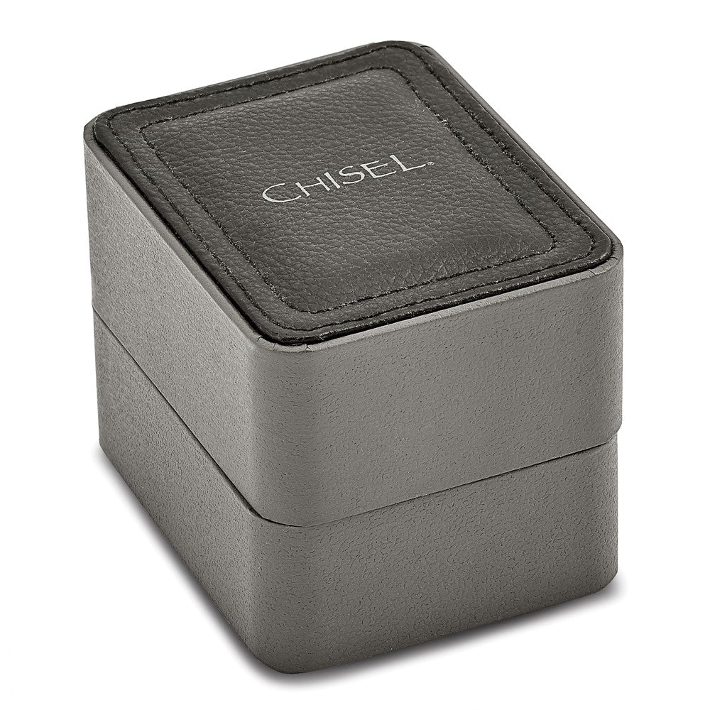 Chisel Matte Black IP-plated Black Dial Black Leather Band with Quick Release Watch