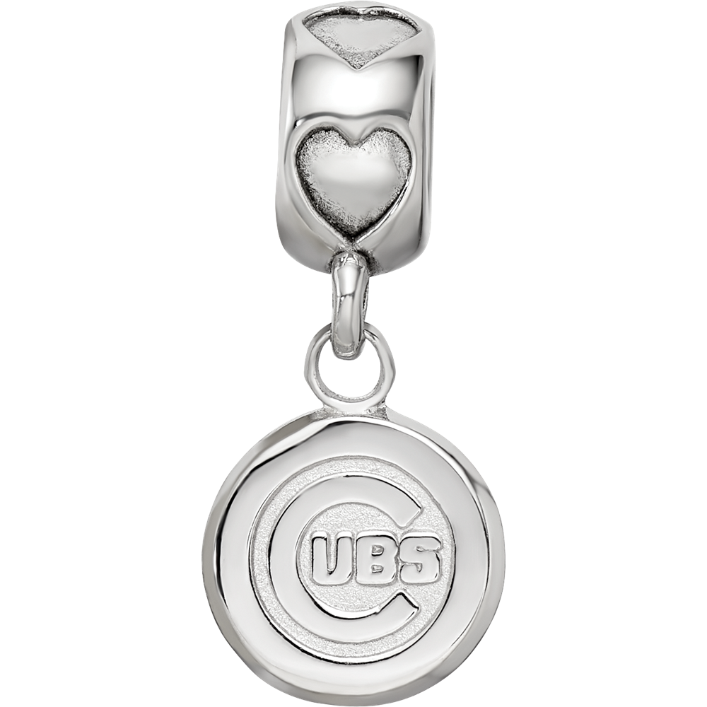 Sterling Silver Rhodium-plated Chicago Cubs C Heart Bead