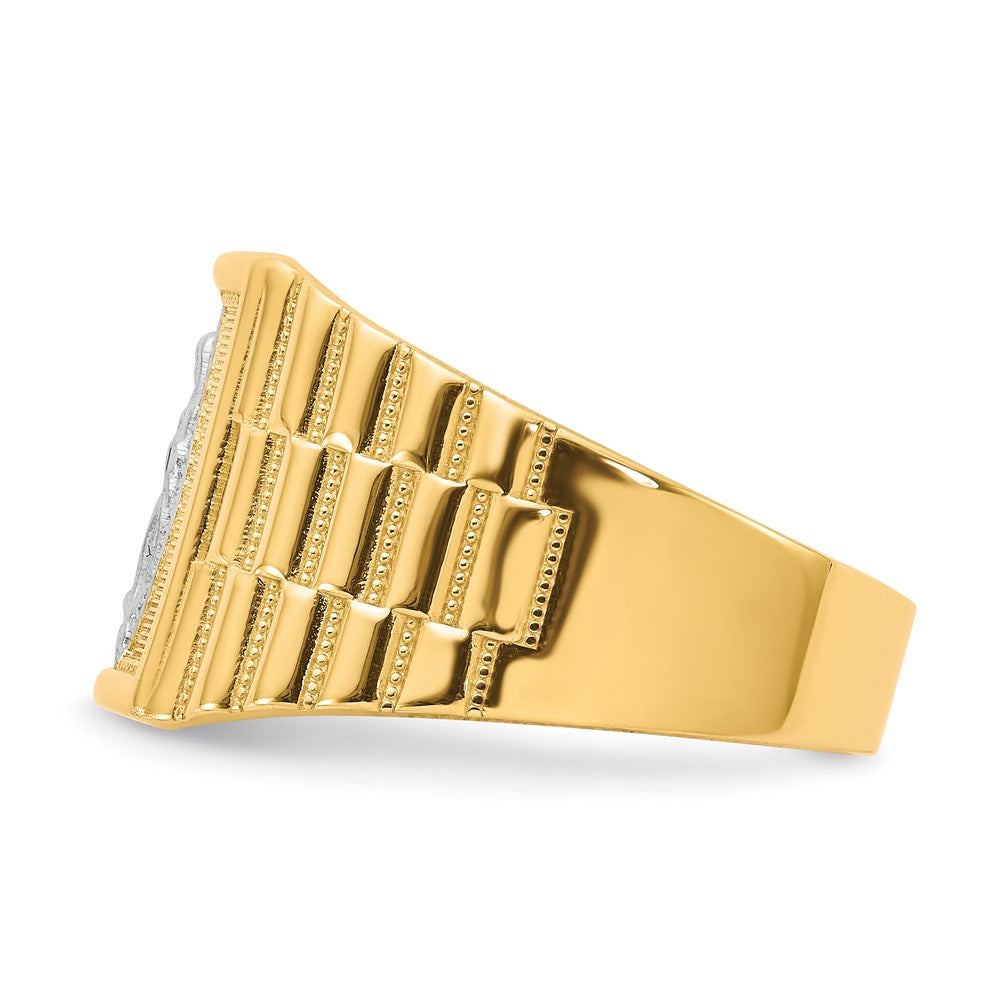 14k and Rhodium Men's Our of Guadalupe Ring