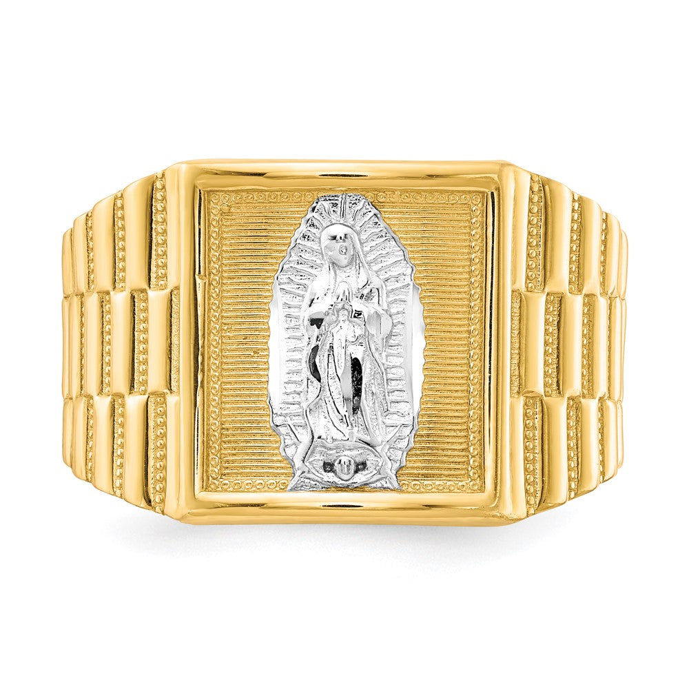 14k and Rhodium Men's Our of Guadalupe Ring