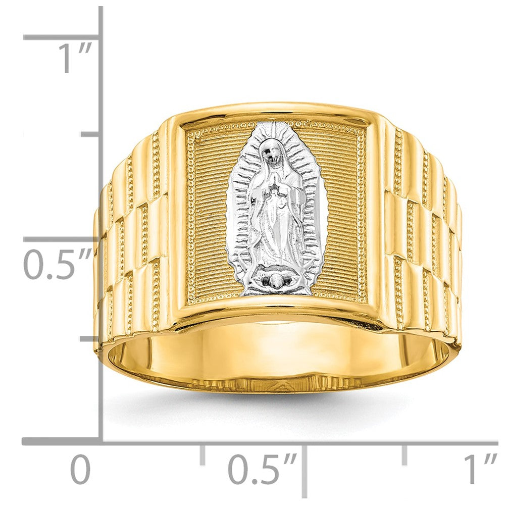 14k and Rhodium Men's Our of Guadalupe Ring