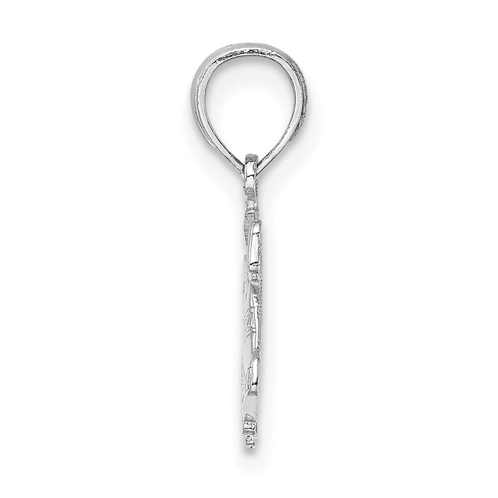 14K White Gold Polished Christmas Bells Pendant