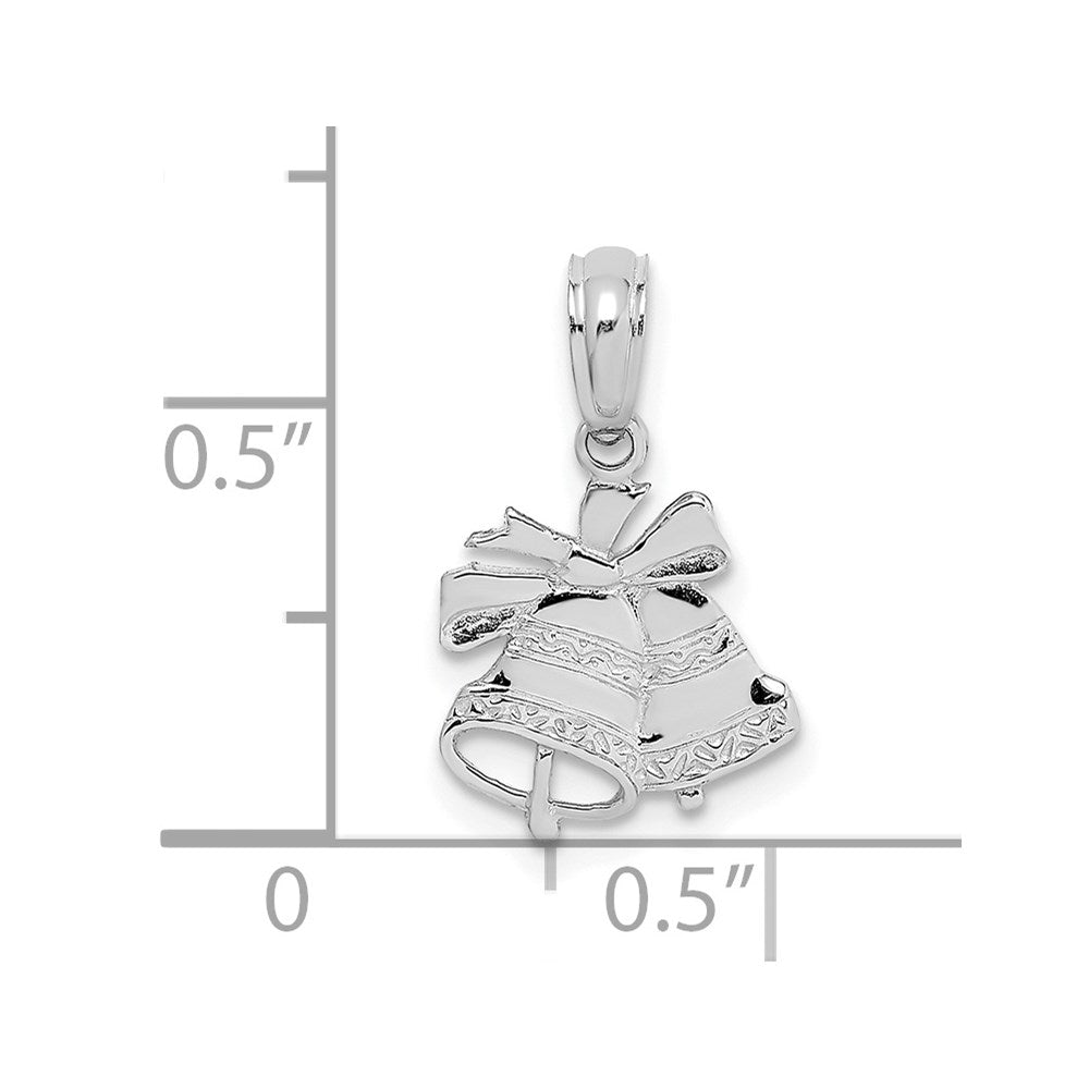 14K White Gold Polished Christmas Bells Pendant