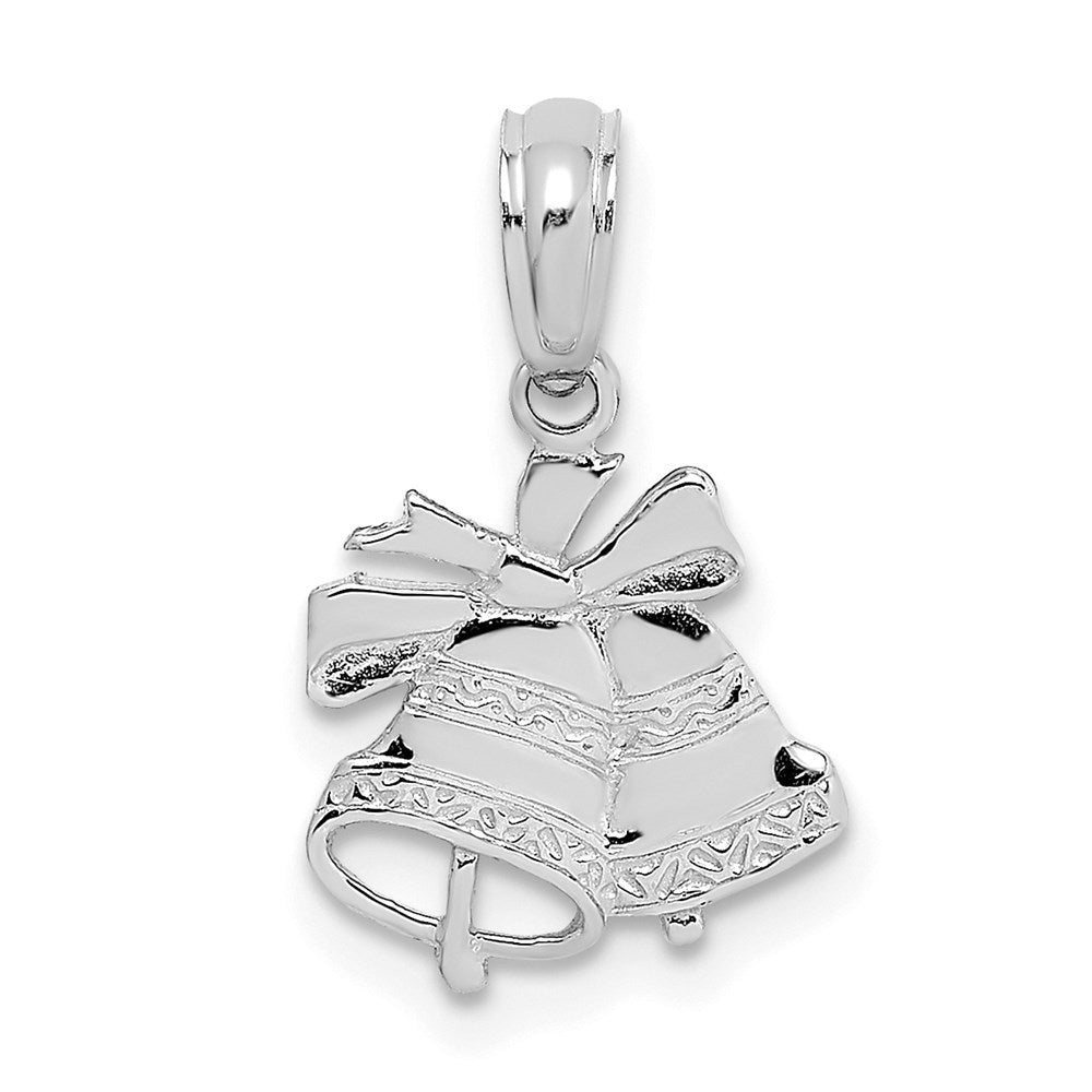 14K White Gold Polished Christmas Bells Pendant