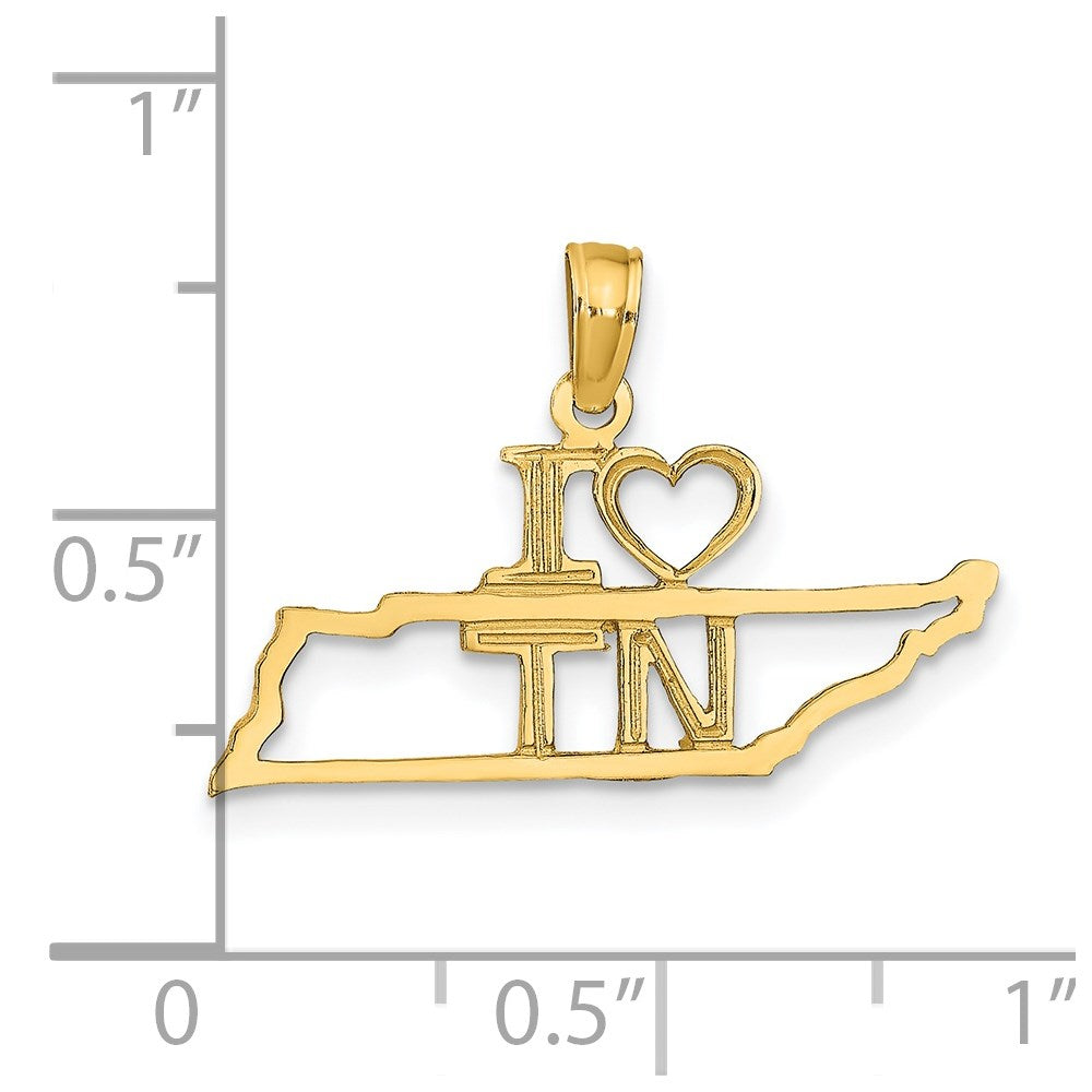14k Solid Tennessee State Pendant