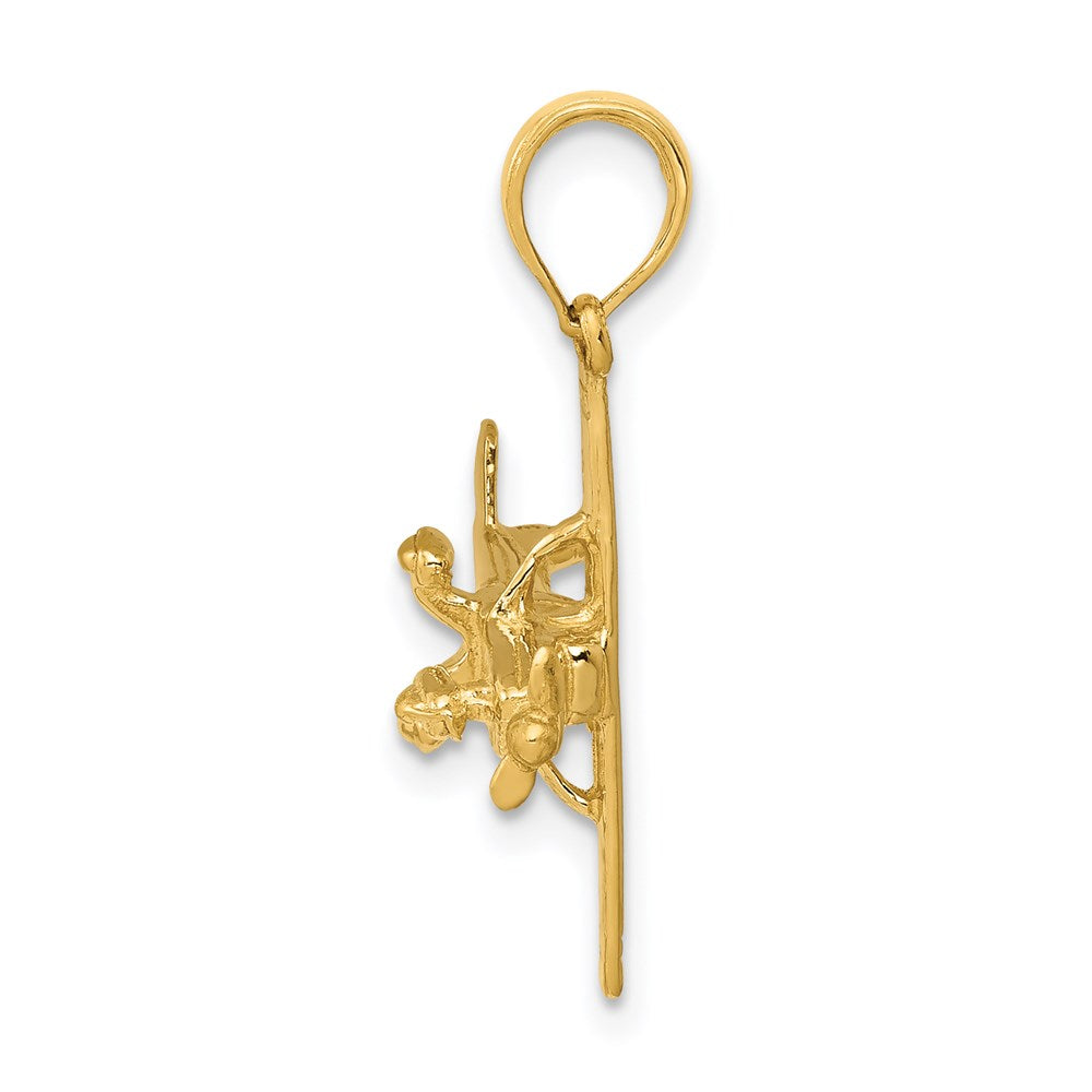 14k 3-D High-Wing Airplane Pendant