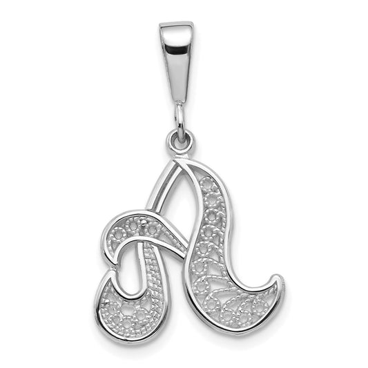 10KW Filigree Initial A Pendant