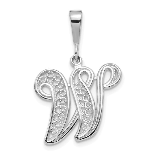 10KW Filigree Initial W Pendant