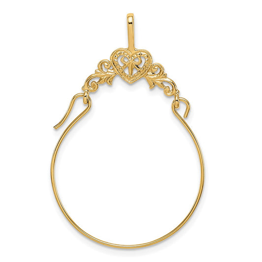 14k Polished Filigree Heart Charm Holder