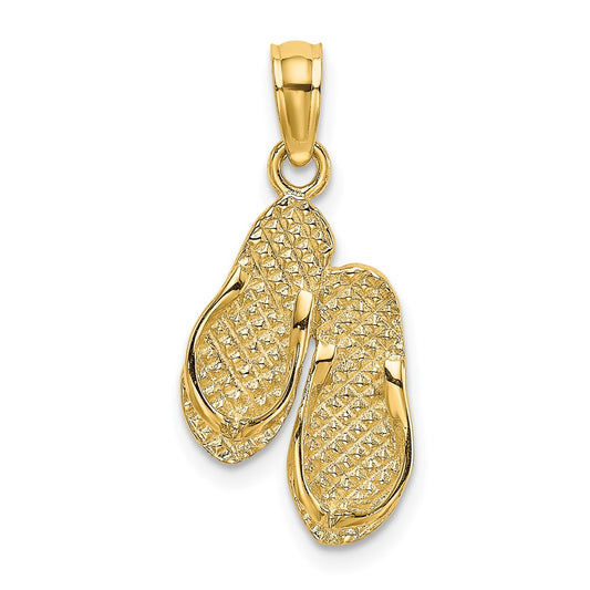 14k 3D Solid Polished HAWAII Flip-Flops Charm