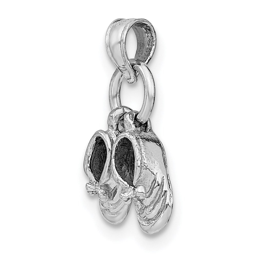 14k 3D Moveable White Gold Shoes Charm