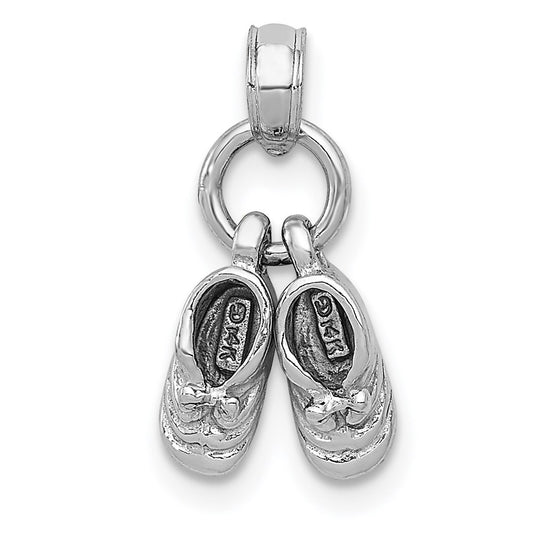 14k 3D Moveable White Gold Shoes Charm