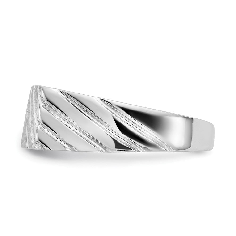 14k White Gold 7.5mm x 16.3mm Open Back Men's Signet Ring