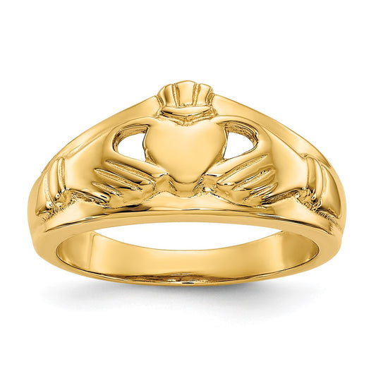 14k Polished Claddagh Ring