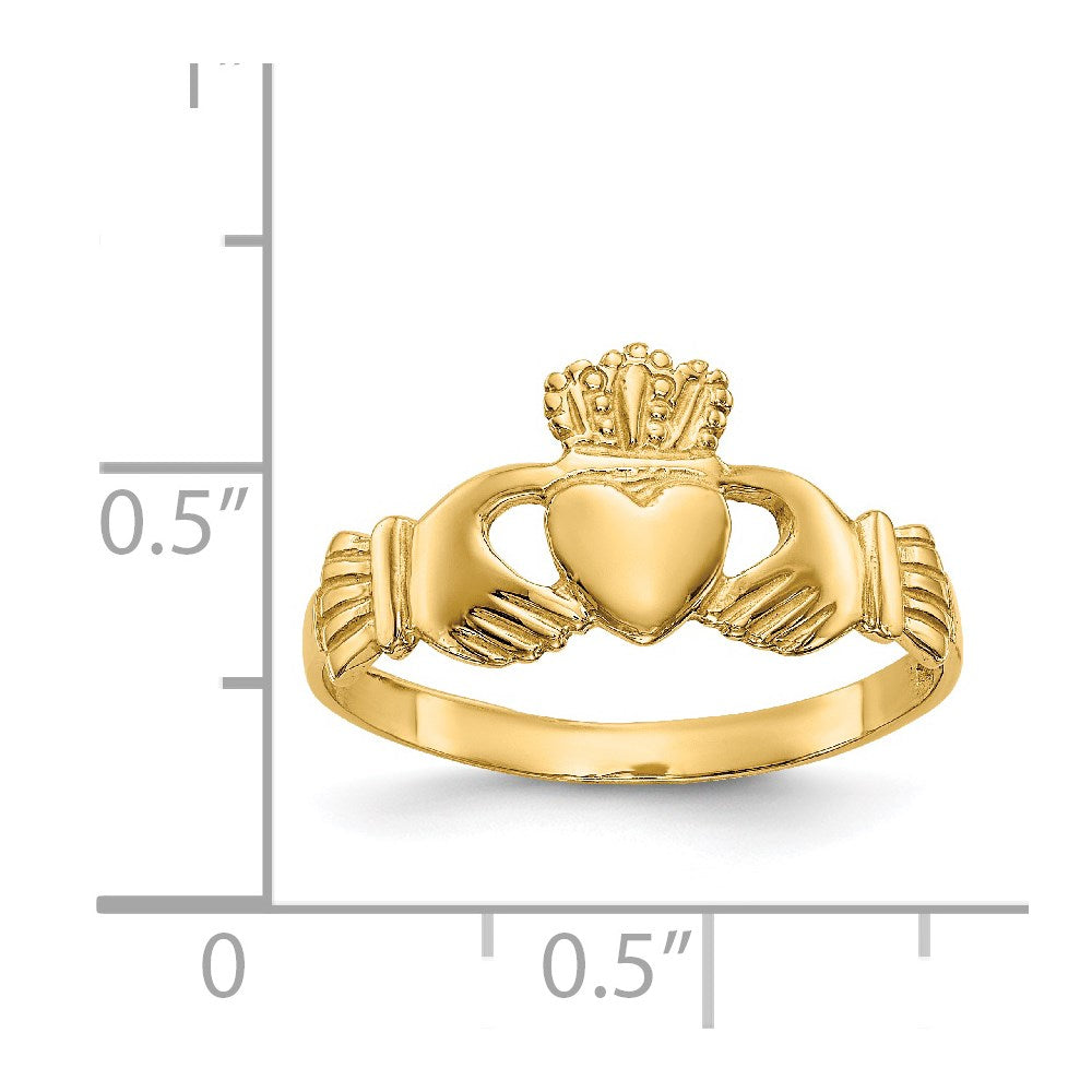 14k Polished Claddagh Ring