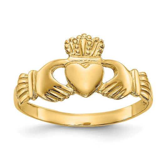 14k Polished Claddagh Ring