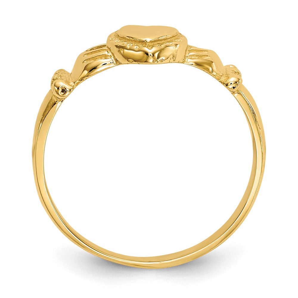 14k Yellow Gold Polished Ladies Claddagh Ring