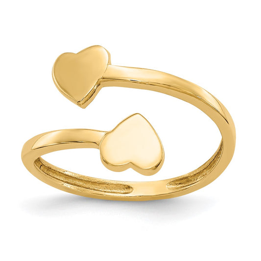 14k Double Heart Toe Ring