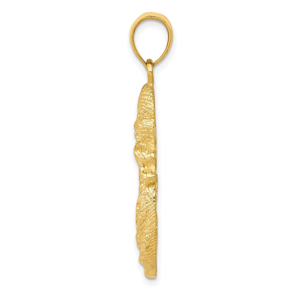 14k Solid Satin Polished Mother Holding Charm
