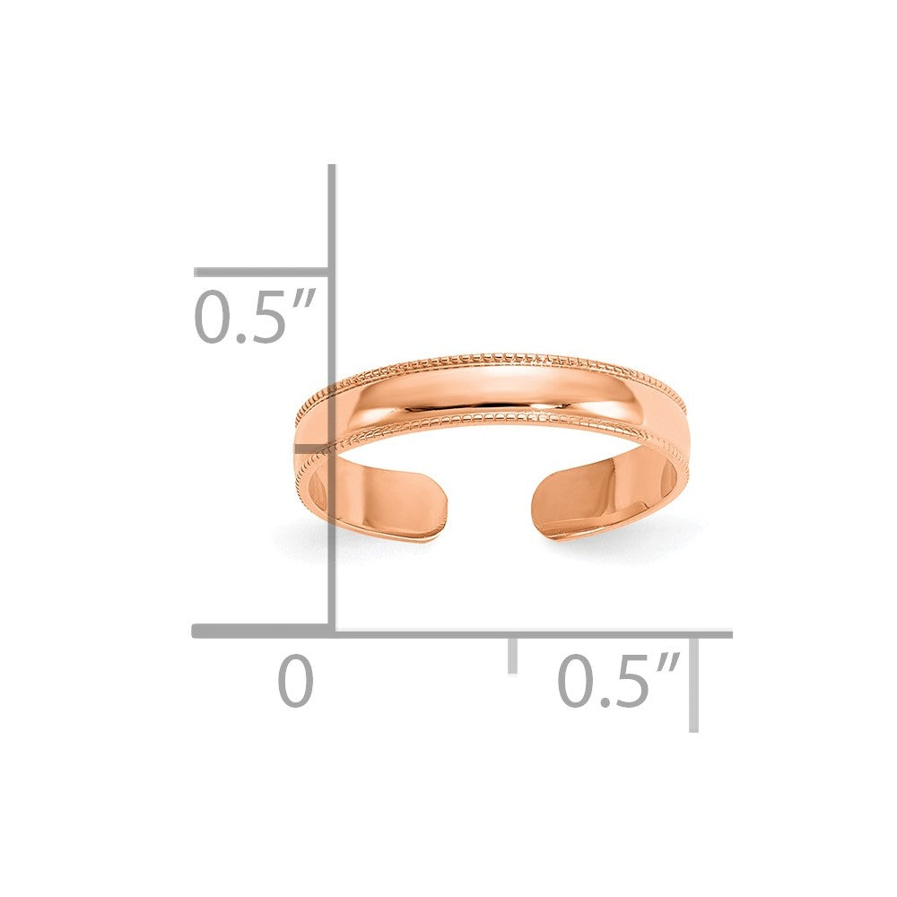 14k Rose Gold Rose Gold Mill Grain Adjustable Toe Ring