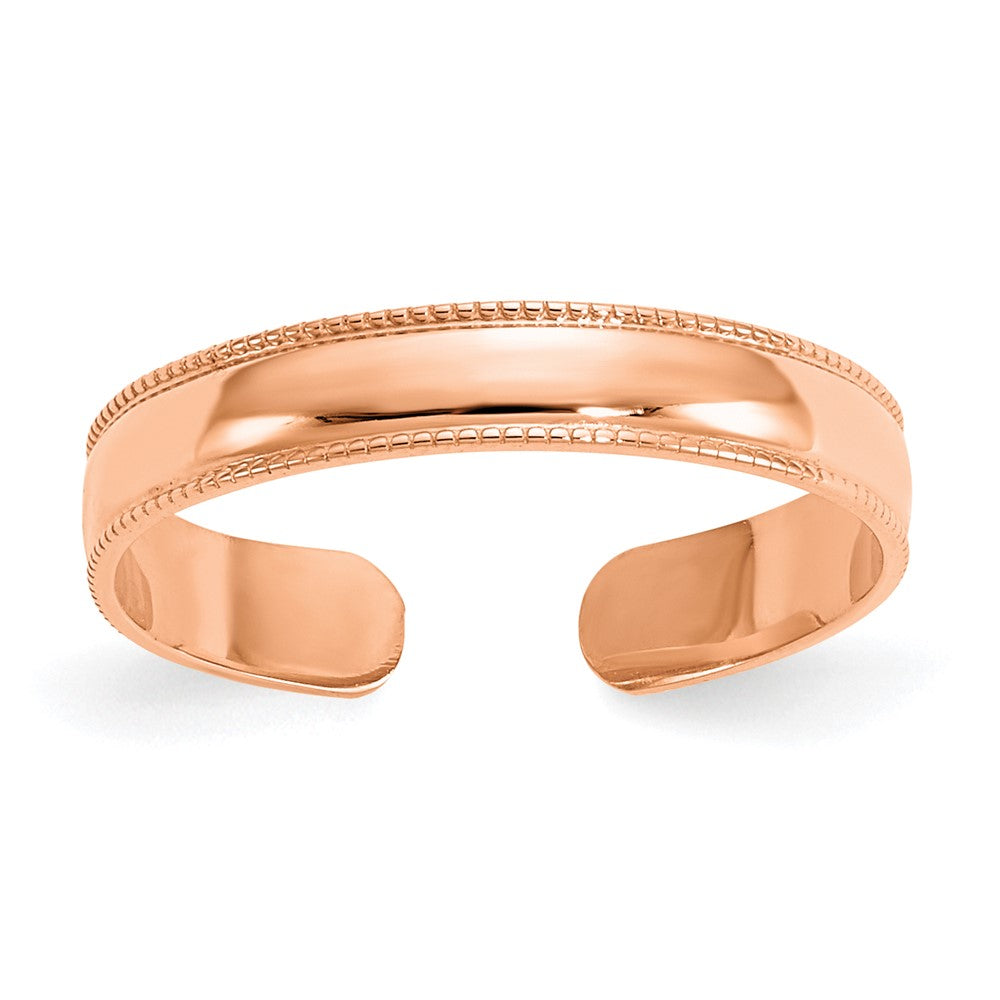 14k Rose Gold Rose Gold Mill Grain Adjustable Toe Ring
