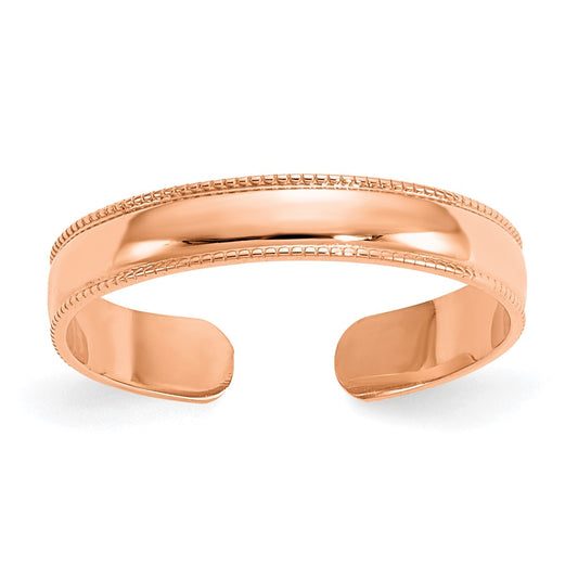 14k Rose Gold Rose Gold Mill Grain Adjustable Toe Ring