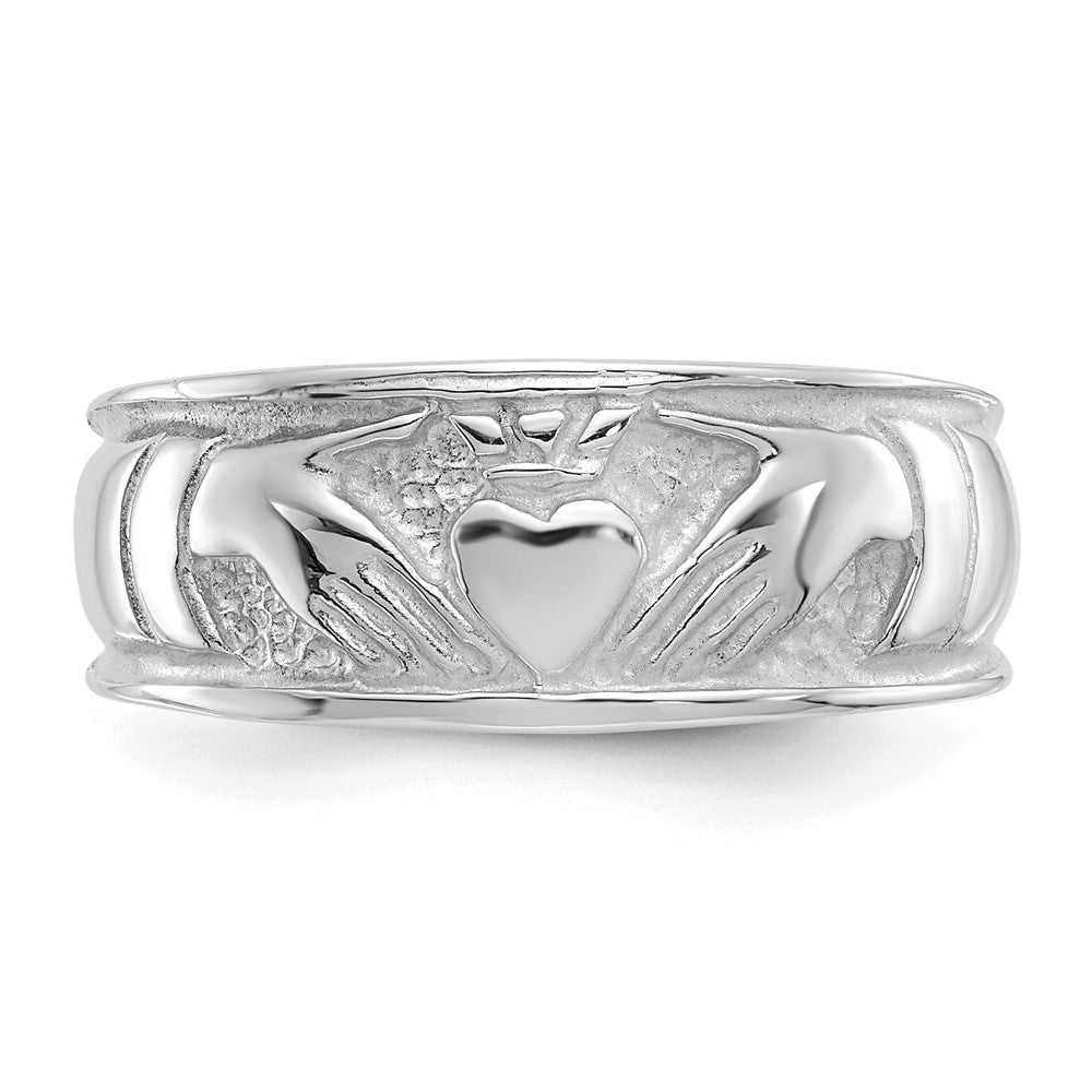 14k White Gold Claddagh Band